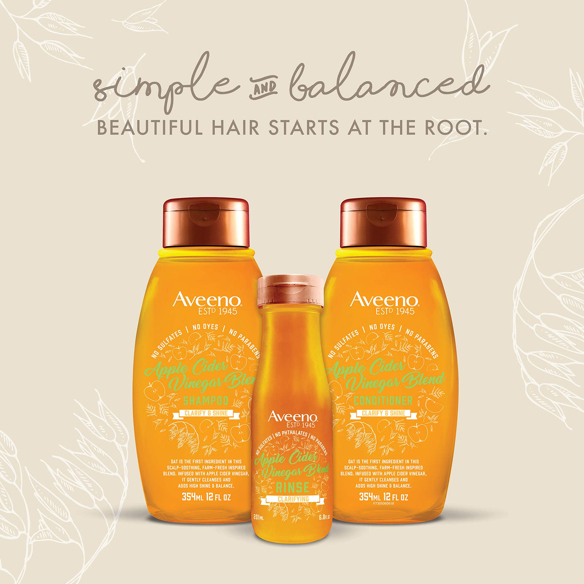 Aveeno bottle staged in bathroom for post-shampoo refreshing ritual