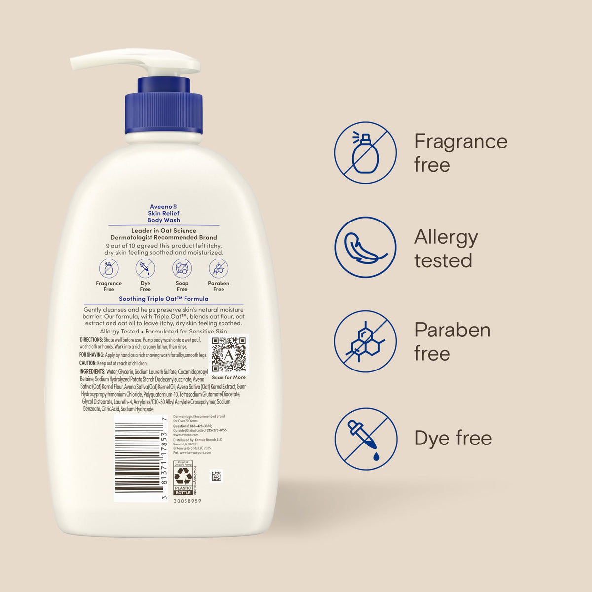 Aveeno bottle in bathroom lifestyle setting conveying everyday routine ease