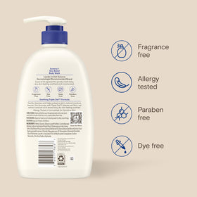 Aveeno bottle in bathroom lifestyle setting conveying everyday routine ease