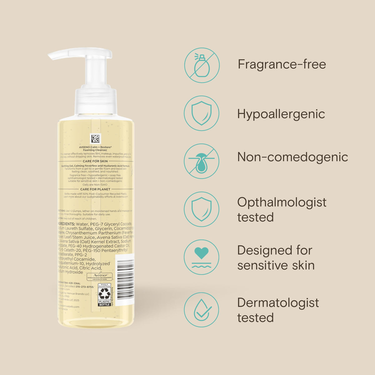 Aveeno on bathroom shelf signaling daily skincare routine benefit