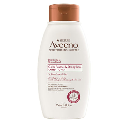 Aveeno front packaging showing product for color-treated hair protection