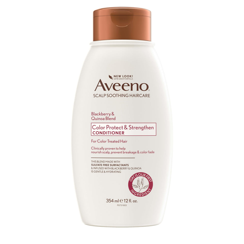 Aveeno front packaging showing product for color-treated hair protection