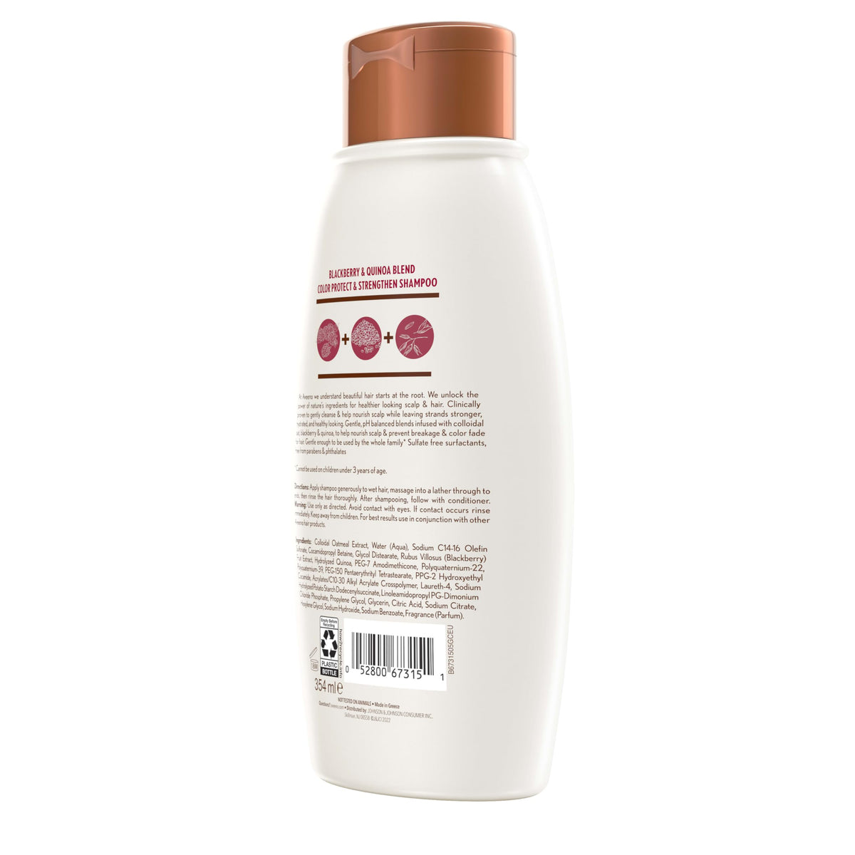 Aveeno shampoo placed in bathroom showing fresh lifestyle use