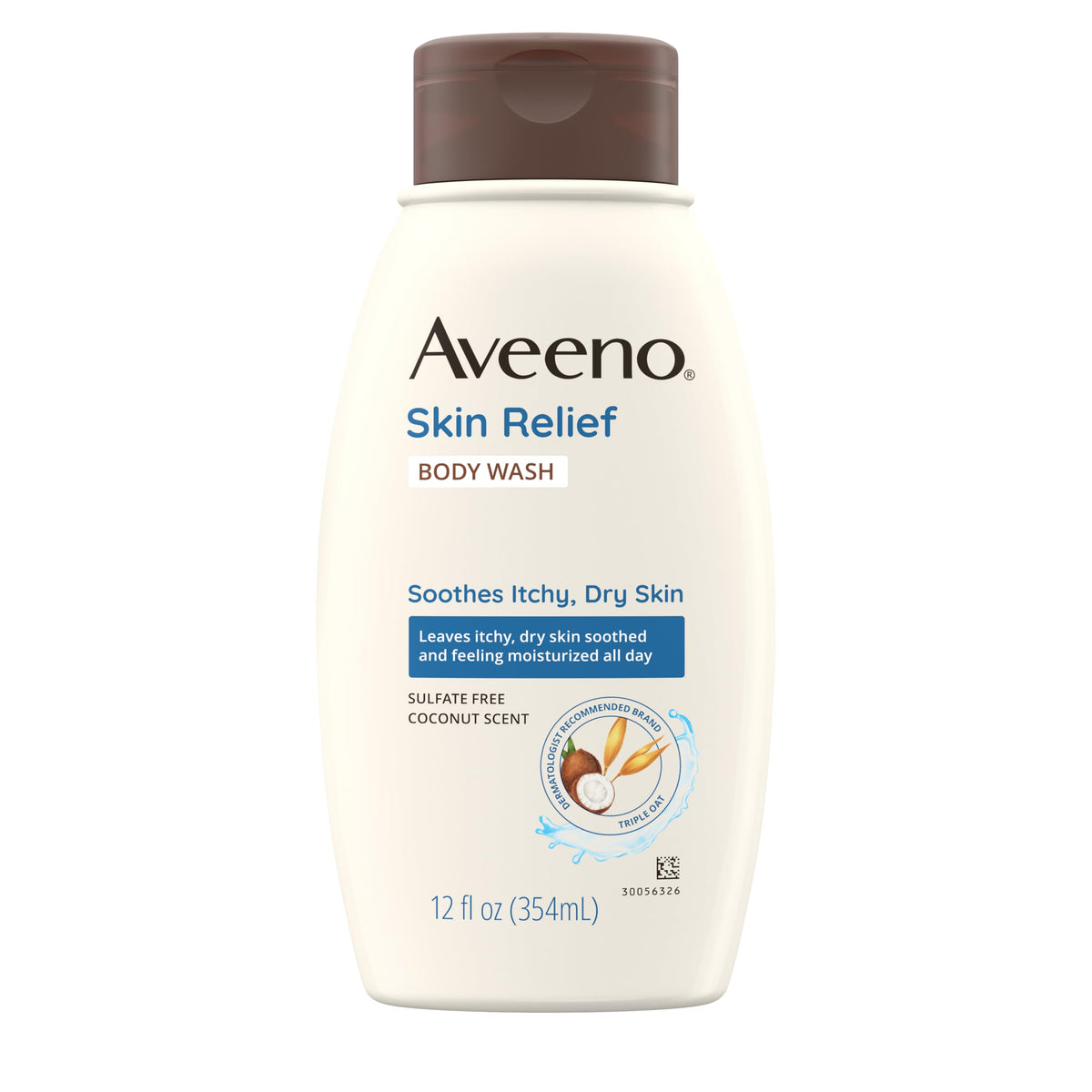 Aveeno label detail highlighting oat ingredients and gentle, allergy-tested advantage