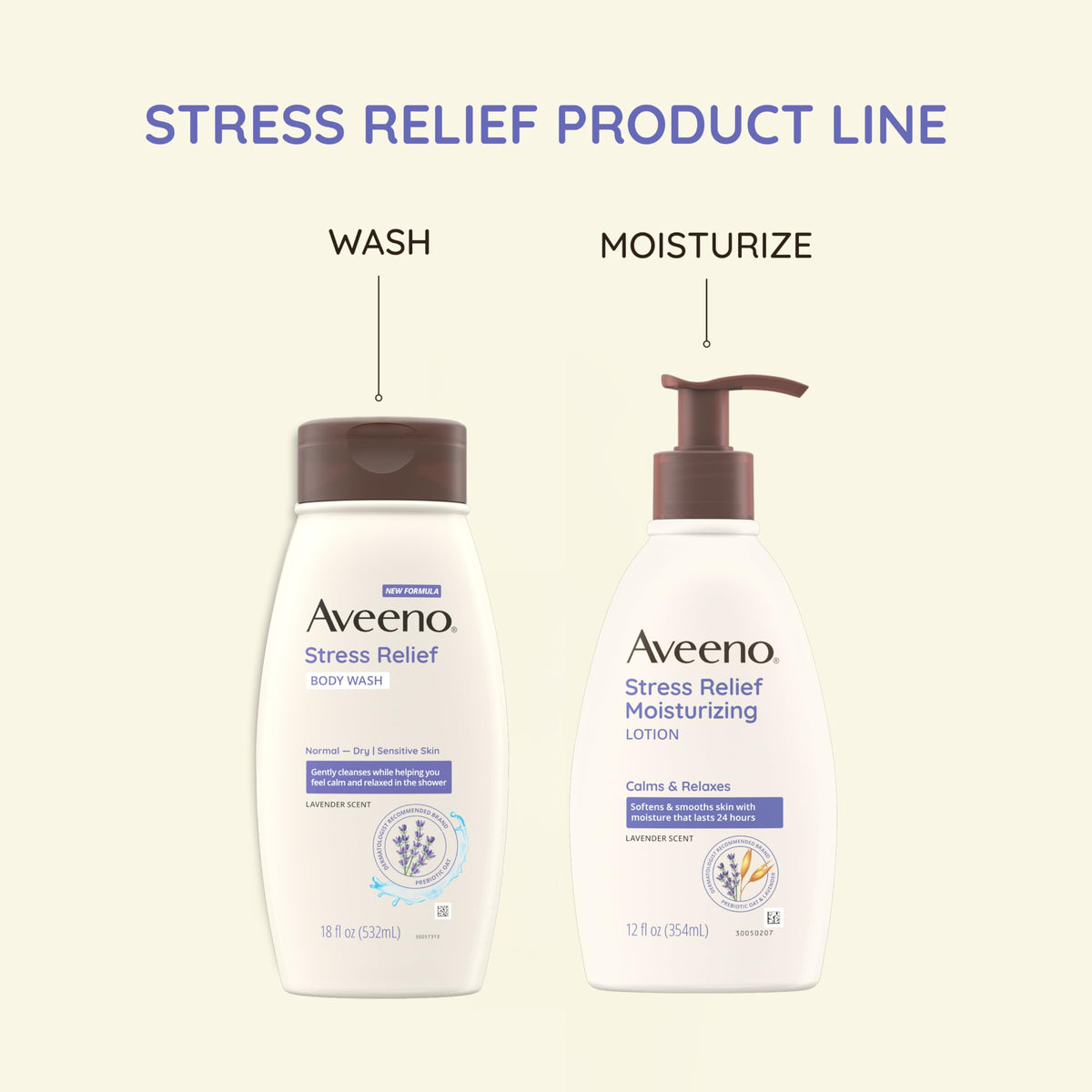 Aveeno bottle on bath shelf styled for everyday routine and easy access
