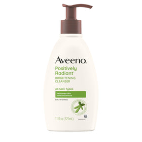 Aveeno bottle front view showing product and benefits