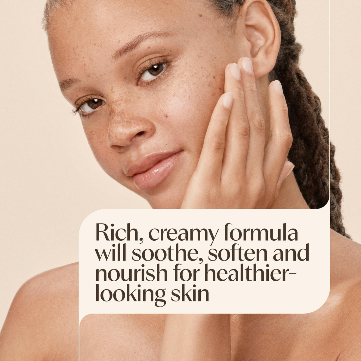 Aveeno cream applied to hand demonstrating immediate softening benefit