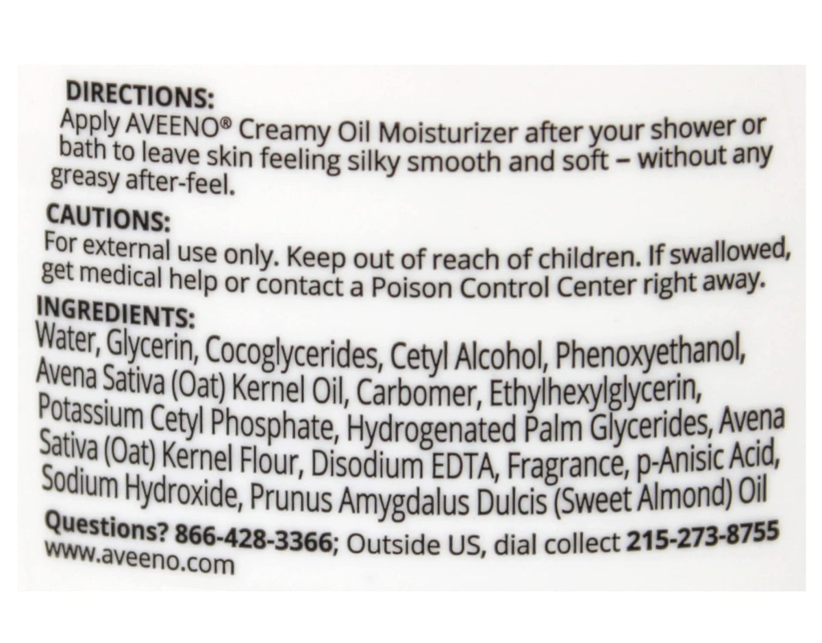 Aveeno creamy oil in bathroom routine placed by sink for quick application