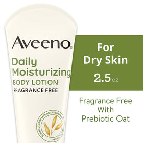 Aveeno daily moisturizing lotion pump close-up showing smooth dispense and fast absorption benefit