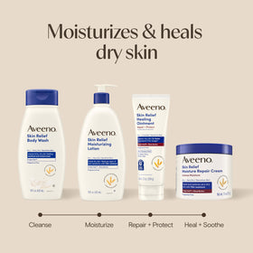 Aveeno applying to elbow demonstrating targeted dry-skin relief