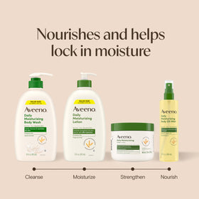 Aveeno in bathroom lifestyle with family for daily gentle skincare