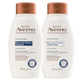 Aveeno front packaging showing Fresh Greens duo for lightweight volume