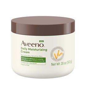 Aveeno front 20 oz tub showing product and label for long-lasting hydration