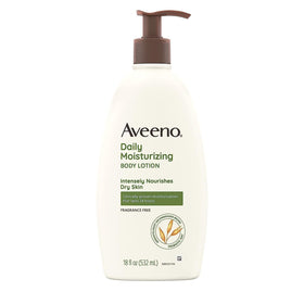 Aveeno front bottle 18 fl oz showing packaging and easy pump for everyday hydration