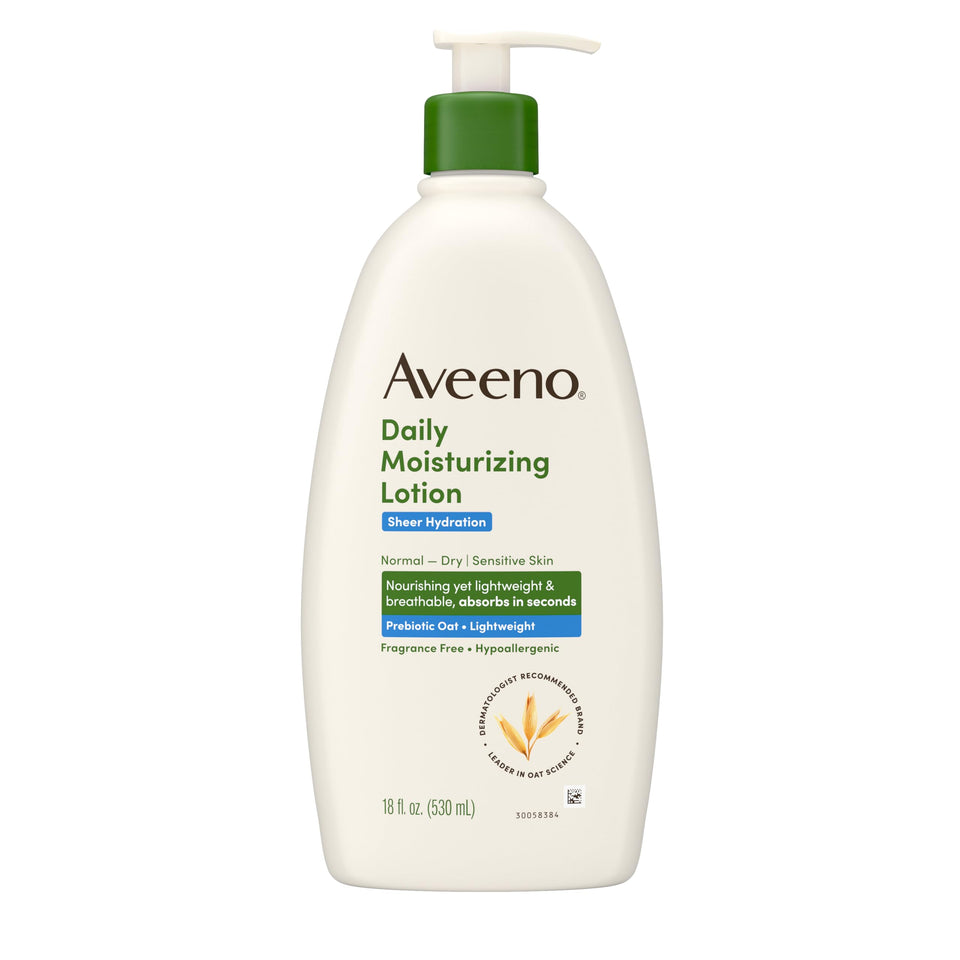 Aveeno front bottle 18oz showing packaging and brand benefits