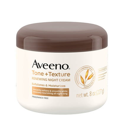 Aveeno jar front view showing 8 oz size and gentle renewal benefits