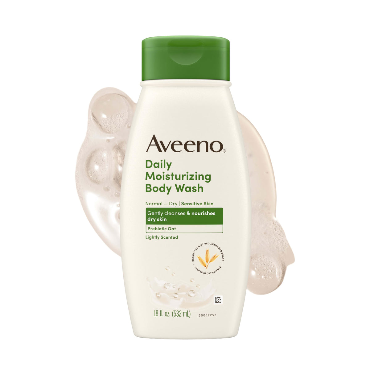 Aveeno front label showing product name and size for clear identification and trust