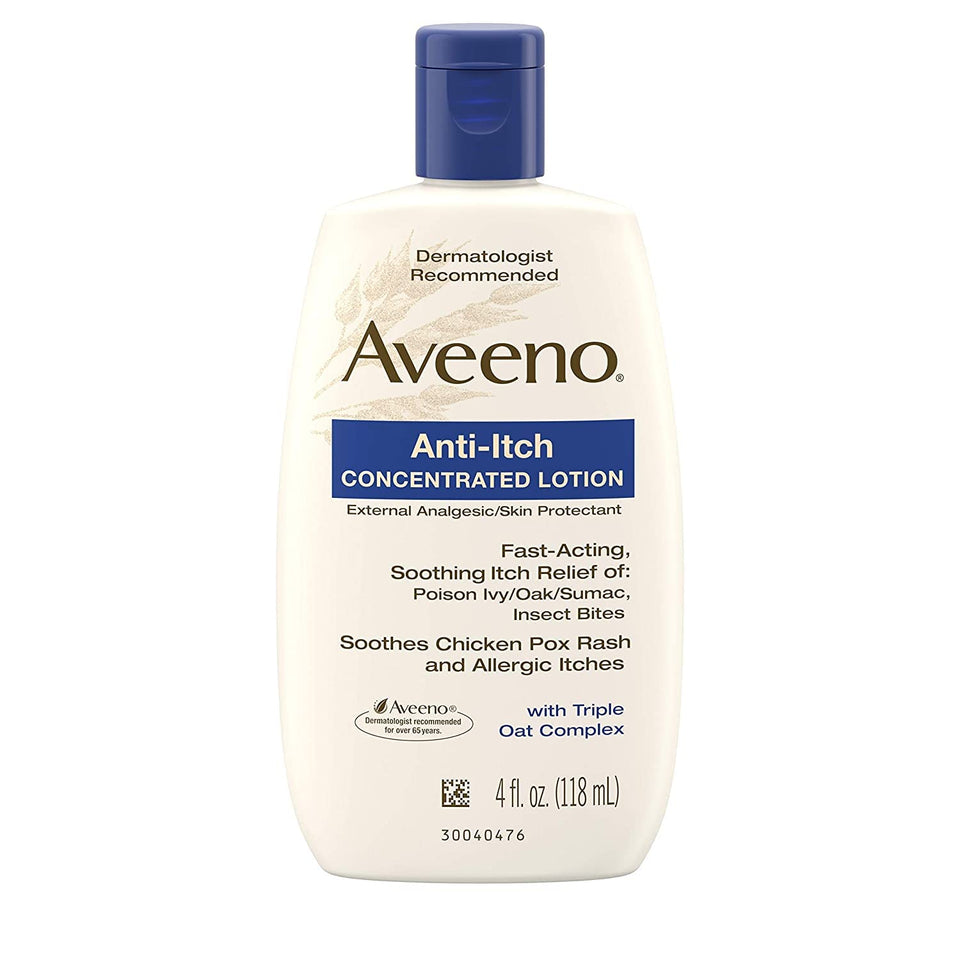 Aveeno front label bottle showing product name and size for quick identification