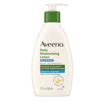 Aveeno front packaging 12 oz showing clean label and fragrance-free benefit