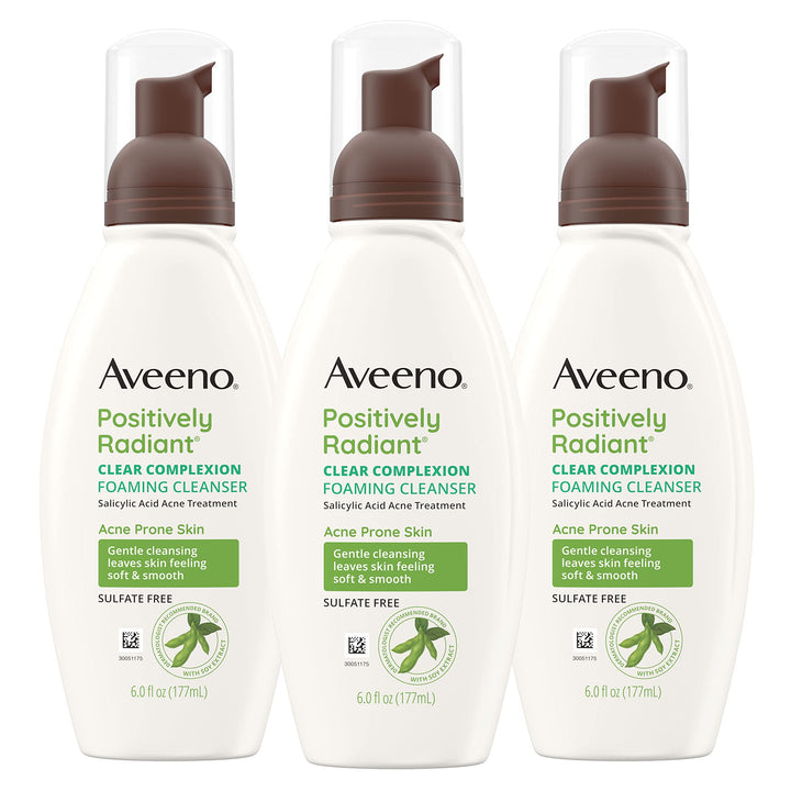 Aveeno front packaging three bottles showing value and consistency