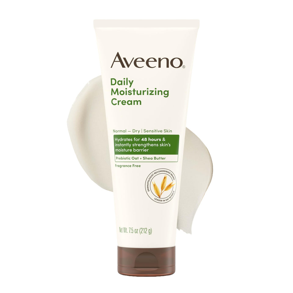Aveeno front packaging 7.5 fl oz showing product and clear labeling benefit