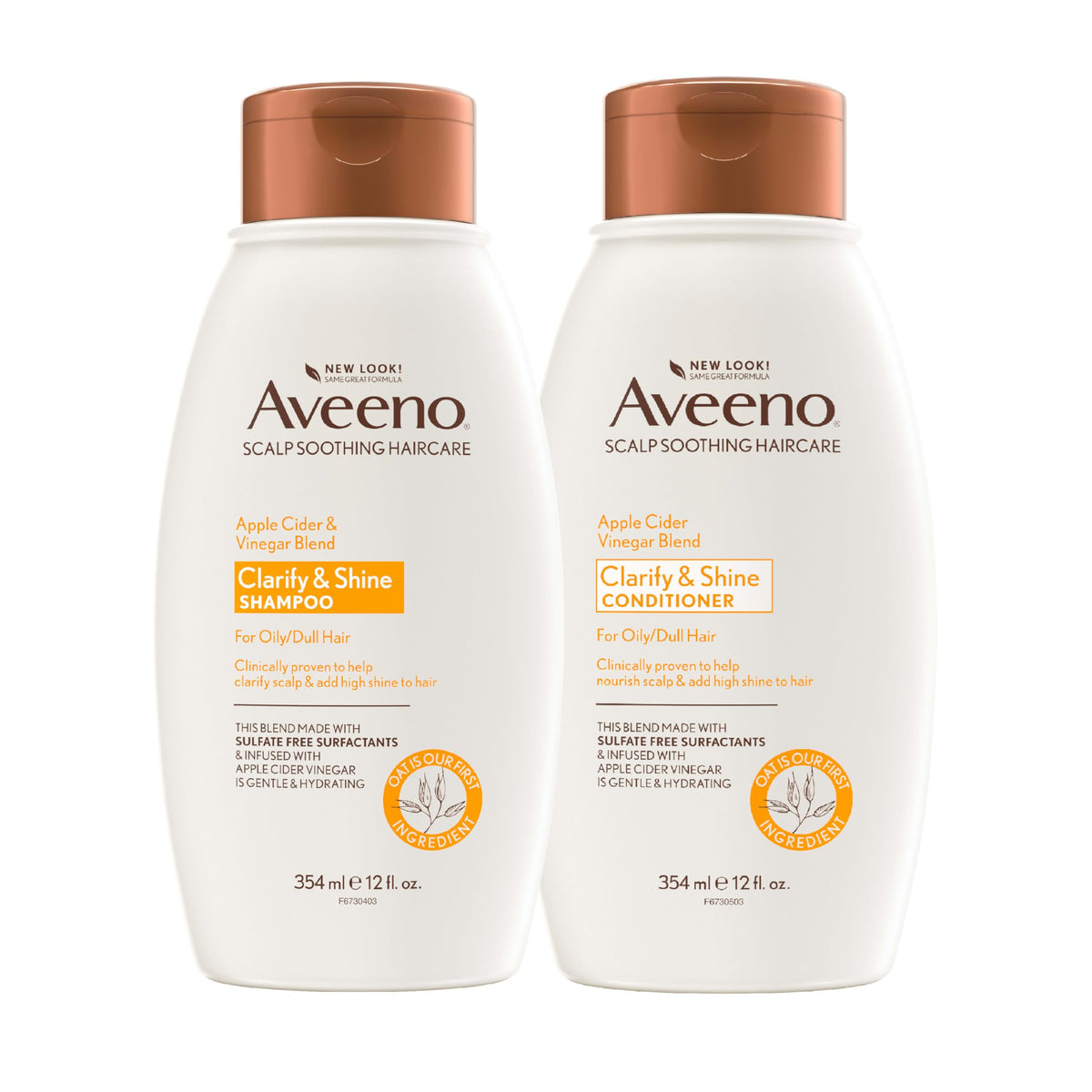 Aveeno front packaging of apple cider vinegar duo showing both bottles and benefits