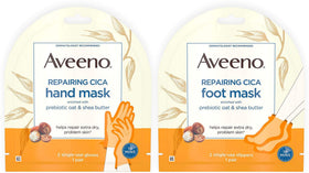 Aveeno front packaging showing masks and benefits