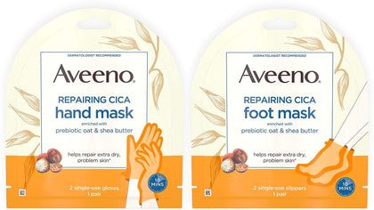 Aveeno front packaging showing masks and benefits