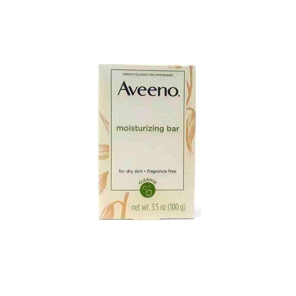 AVEENO front packaging showing moisturizing bar pack and clear product benefits