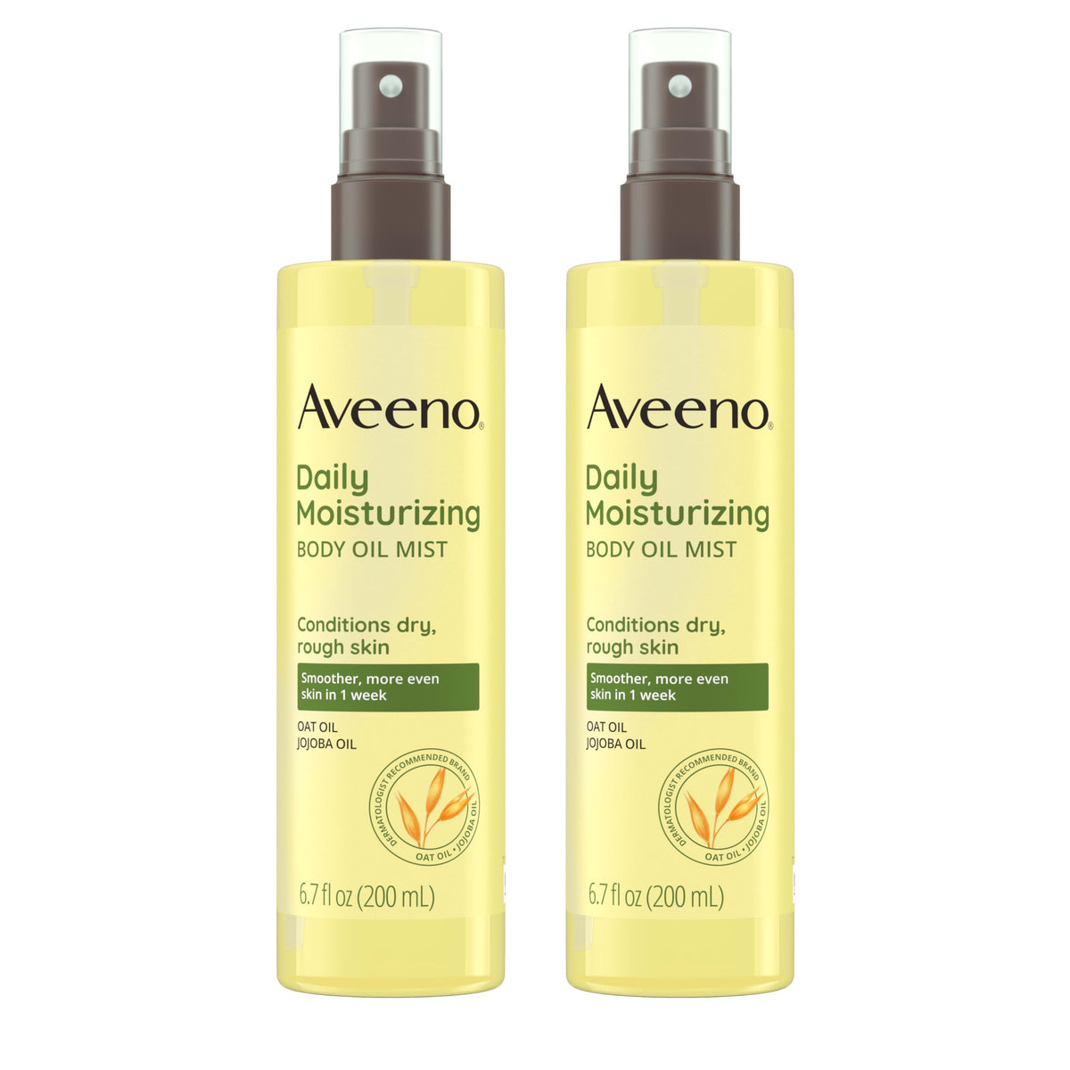 aveeno front packaging twin pack shows bottle design and volume benefit