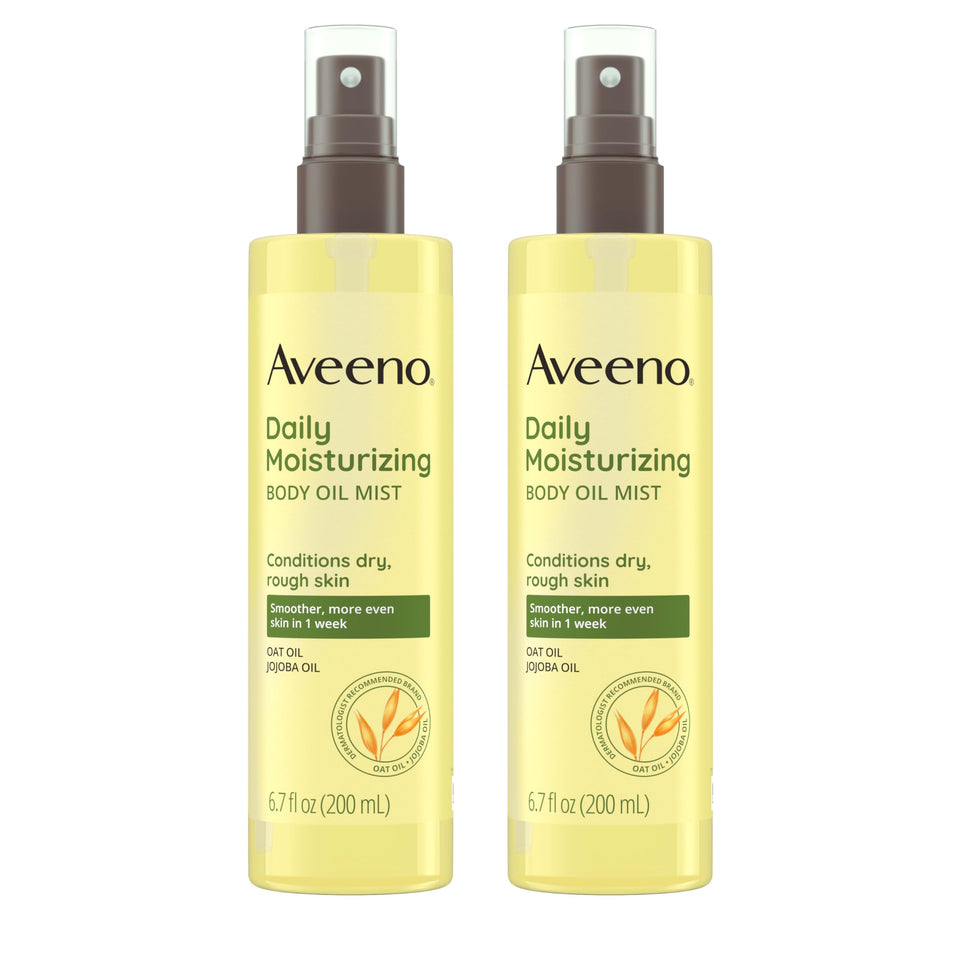 aveeno front packaging twin pack shows bottle design and volume benefit