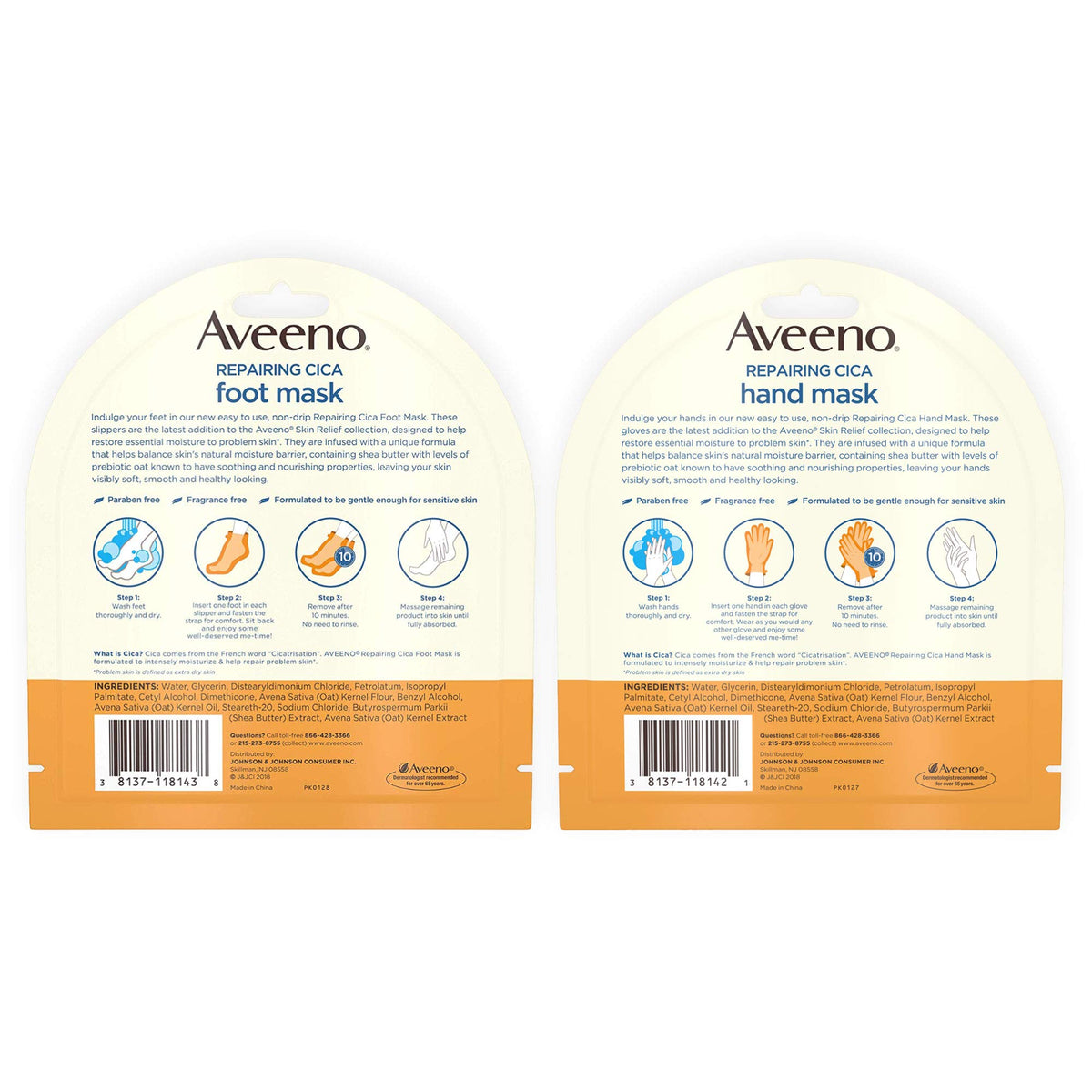 Aveeno gloves and slippers opened to reveal moisturizing serum