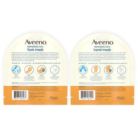 Aveeno gloves and slippers opened to reveal moisturizing serum