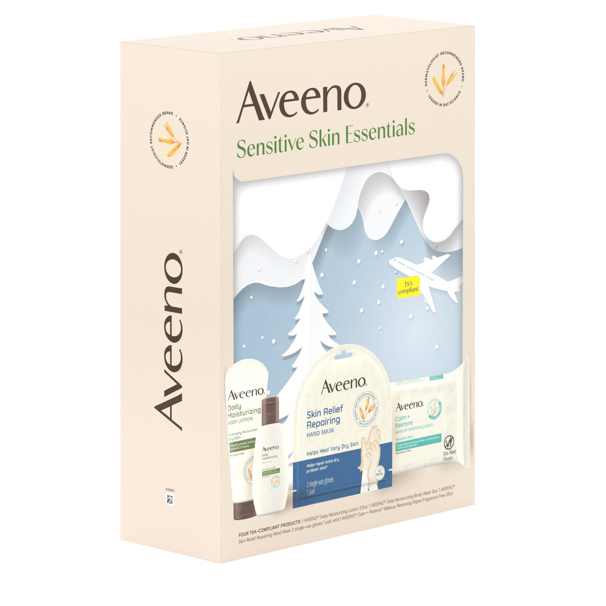 Aveeno Skin Relief repairing hand mask gloves in box, brand intensive moisture benefit