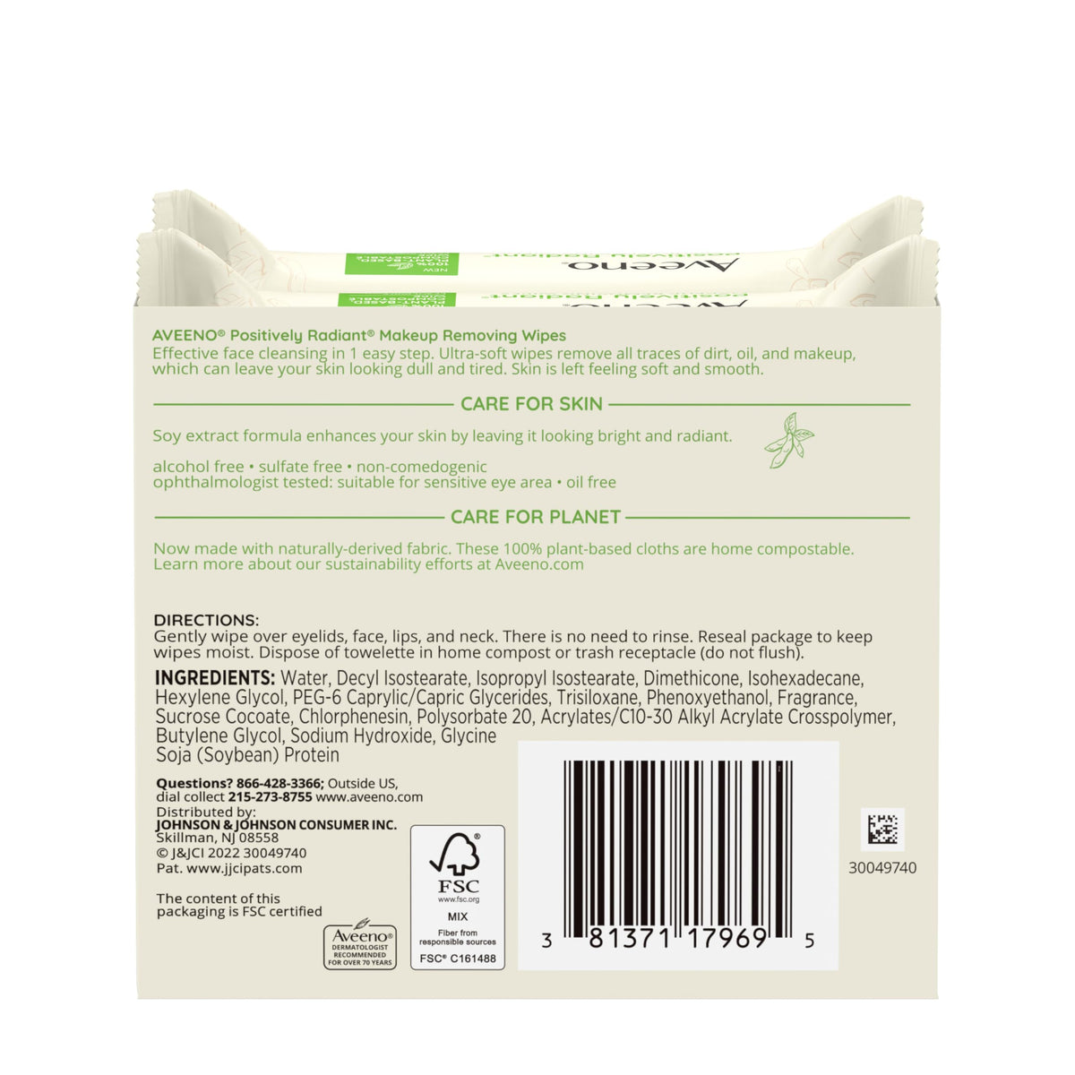 Aveeno wipe in hand to show size and coverage benefit