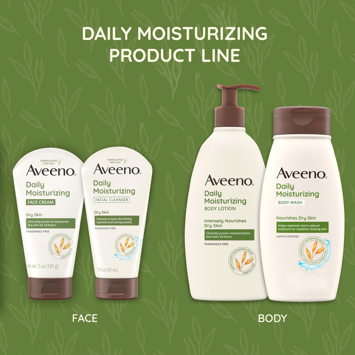 Aveeno bottle beside hand for size reference and travel-friendly benefit