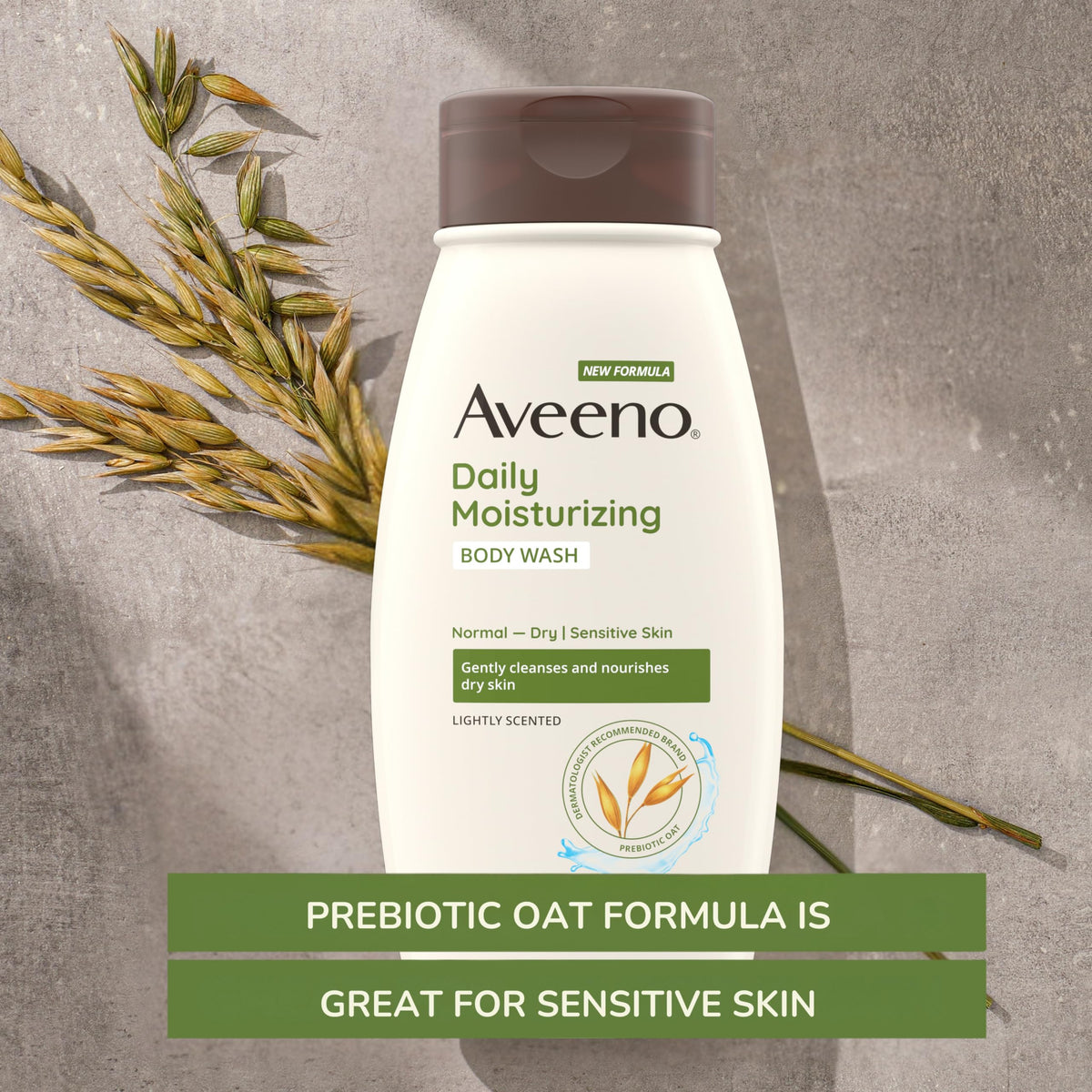 Aveeno close-up of prebiotic oat ingredient calming skin