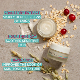 Aveeno cranberry extract visual next to berries, shows plant-based retinol alternative