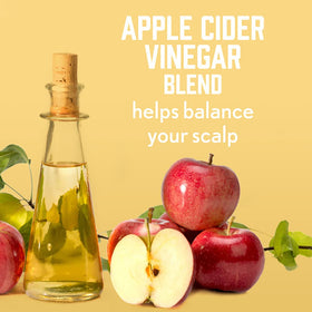 Graphic of apple cider vinegar and oats representing Aveeno's key clarifying ingredients