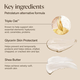 Aveeno tube with oats and shea butter, highlighting nourishing ingredients
