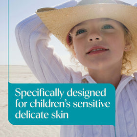 Aveeno kids face application showing gentle, tear-free protection