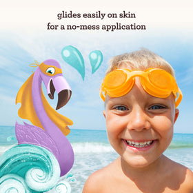 Aveeno kids stick label highlighting zinc oxide active ingredient and oat essence