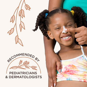 Aveeno kids stick applied to a child's cheek for targeted face protection