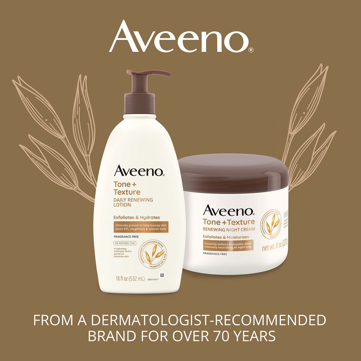 Aveeno label close-up showing ingredients and fragrance-free benefit