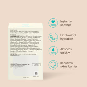 Aveeno label close-up highlighting prebiotic oat and feverfew ingredients
