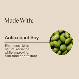 Aveeno label highlighting soy extract ingredient for brighter skin