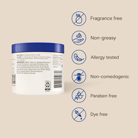 Aveeno product label close-up listing fragrance-free, dermatologist recommended