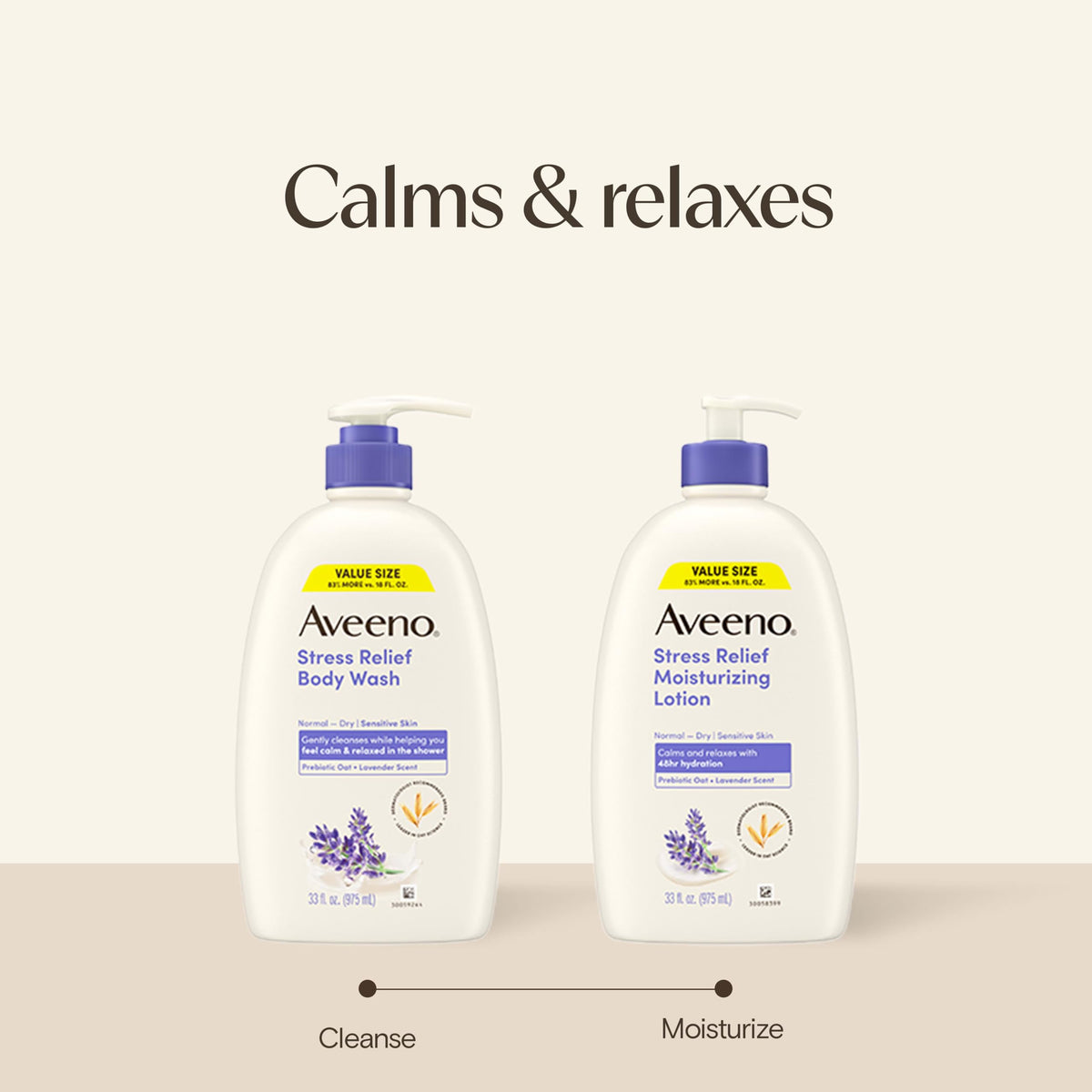 Aveeno lotion paired with body wash for a calming skincare routine