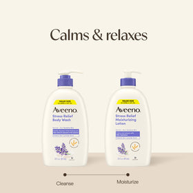Aveeno lotion paired with body wash for a calming skincare routine