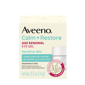 Aveeno jar on bathroom counter in morning routine, conveys daily skincare use